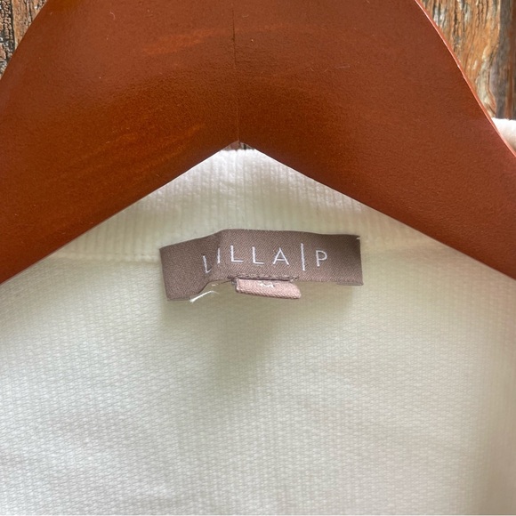 LILLA P Women’s White Moto Bomber Zip Up Corduroy Jacket NWOT Size Medium - Picture 3 of 15